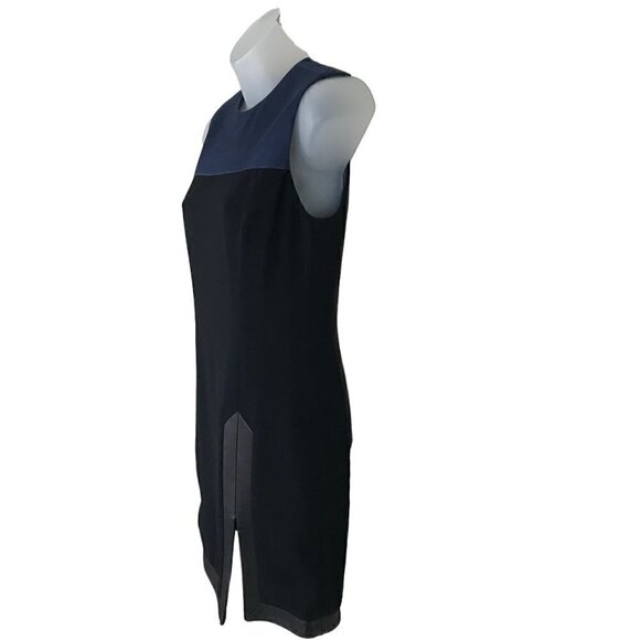 RAG & bone Blue And Black Mini Dress  Accent Leather On Trim And Zipper Size 00 - Picture 4 of 7